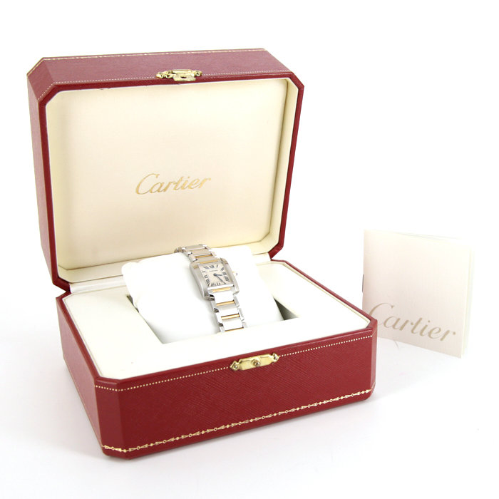 Montre Cartier Tank Française en or et acier Ref : 2384 Vers 2000 - Detail D2