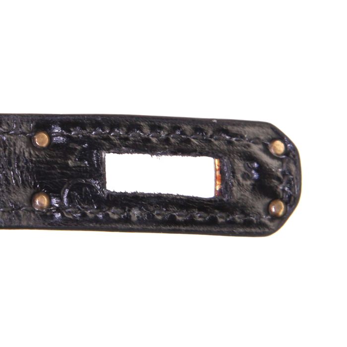 Bolso de mano Hermes Kelly 20 cm en cuero box negro - Detail D5