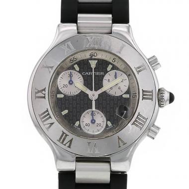 Montre Cartier Autoscaph 21 en acier Ref :  2424 Vers  2001