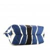 Fendi shopping bag in blue, black and white tricolor canvas and black leather - Detail D4 thumbnail