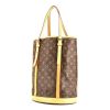 Shopping bag Louis Vuitton Bucket taglia XL in tela monogram cerata marrone e pelle naturale - 00pp thumbnail