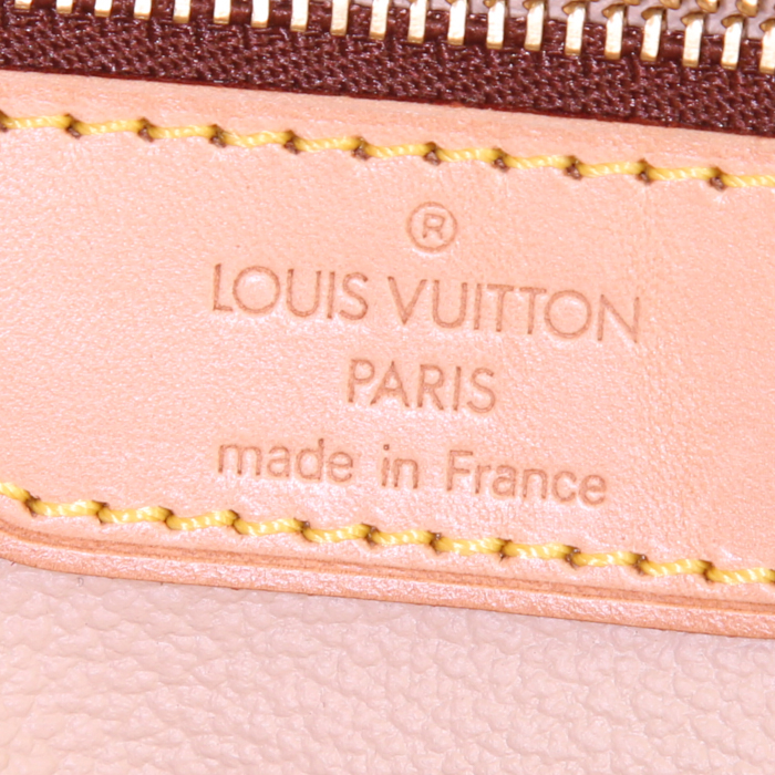 Shopping bag Louis Vuitton Bucket taglia XL in tela monogram cerata marrone e pelle naturale - Detail D3