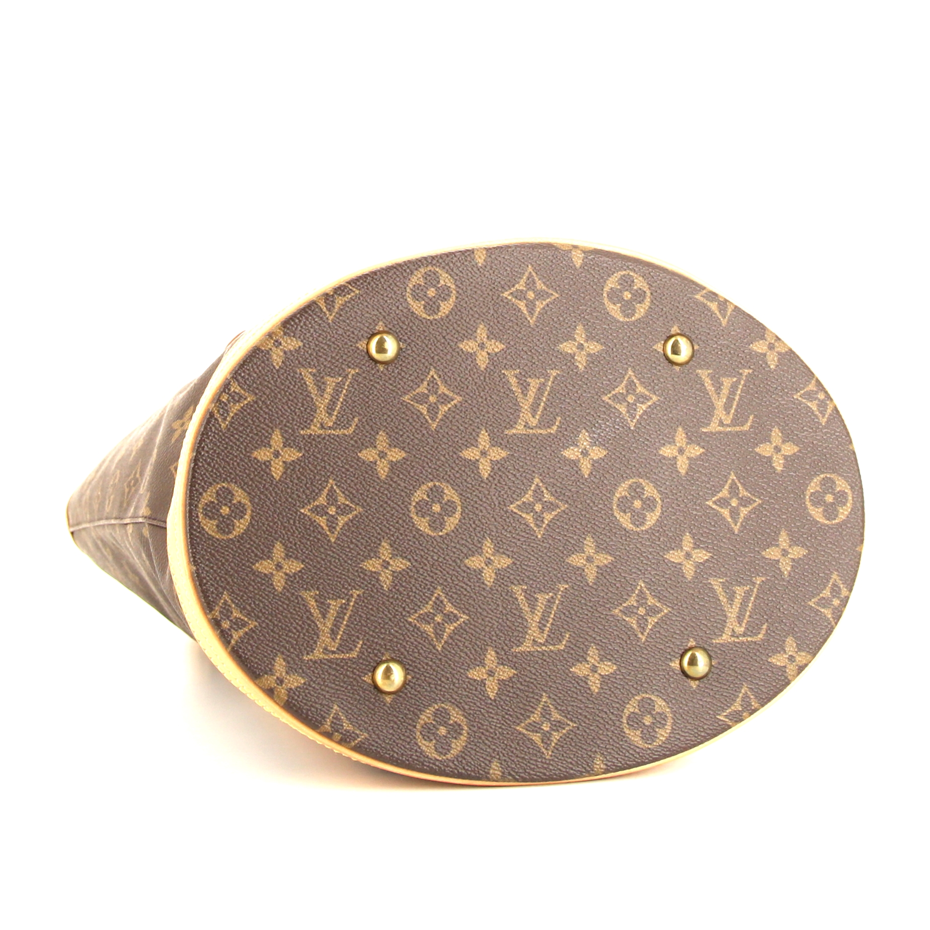 Bolso Cabás Louis Vuitton Bucket talla XL en lona Monogram revestida marrón y cuero natural - Detail D4