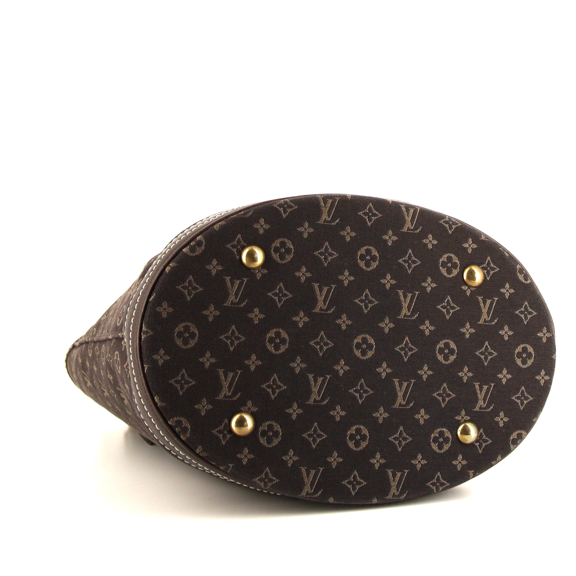 Louis Vuitton petit Bucket shopping bag in brown monogram canvas Idylle and brown leather - Detail D4