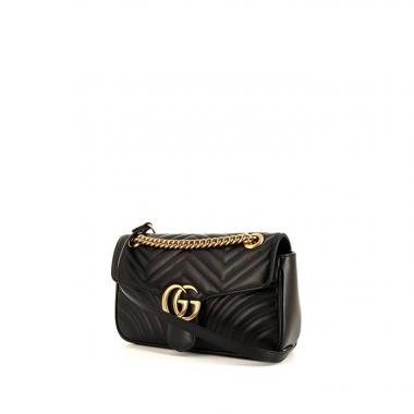 Gucci GG Marmont small model shoulder bag in black quilted leather