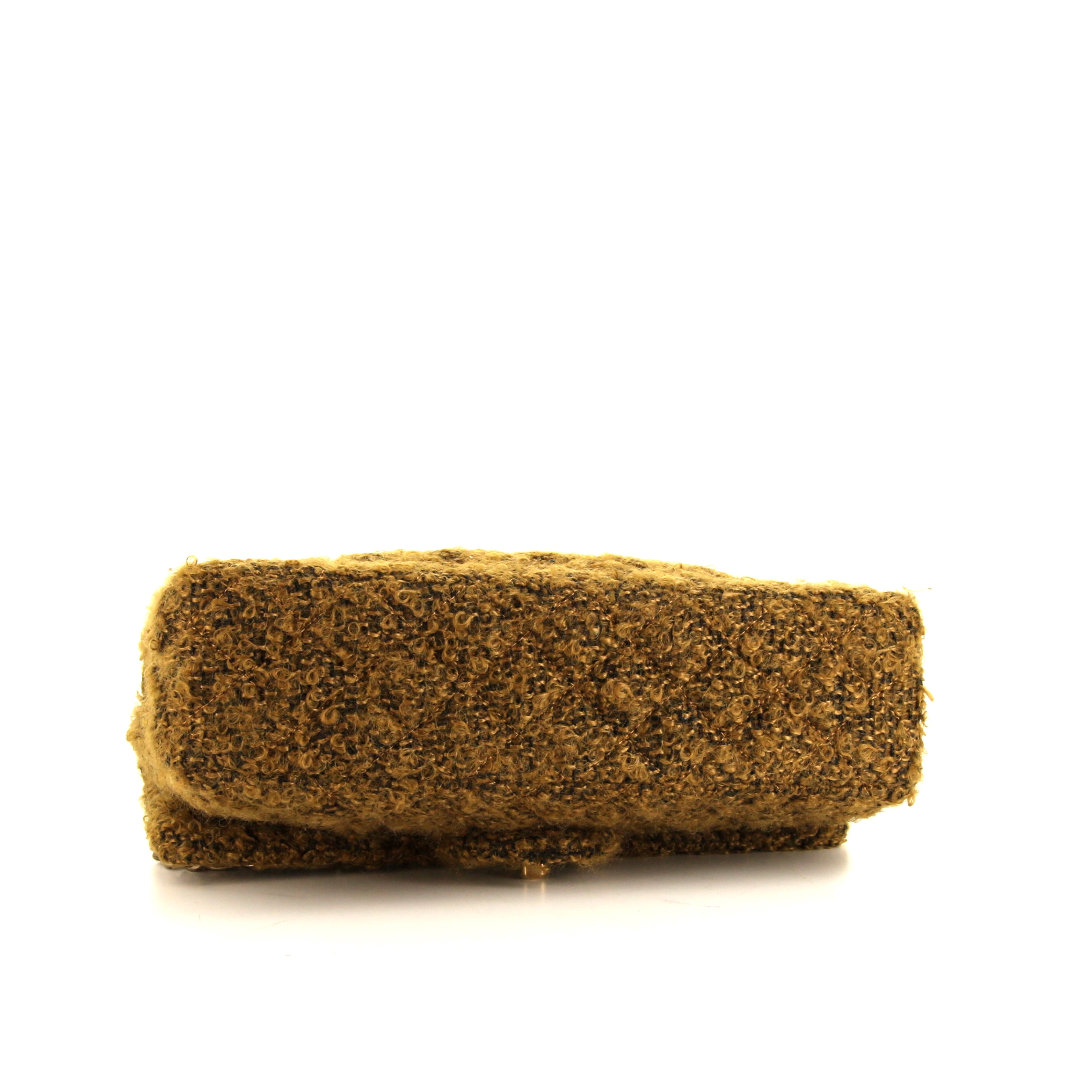 Sac à main Chanel Timeless en tweed matelassé marron et beige et cuir marron - Detail D5