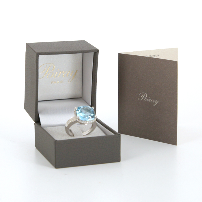 Poiray Fille Antique ring in white gold,  topaz and diamonds - Detail D2