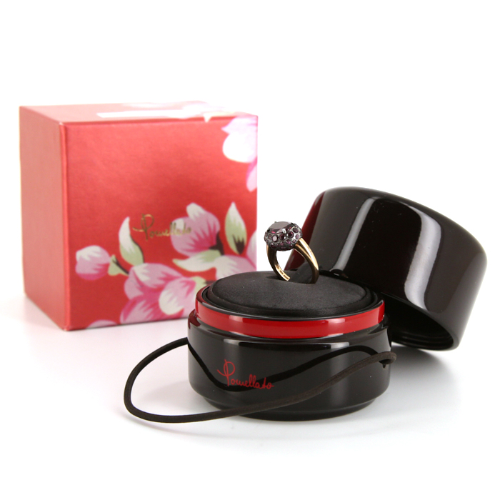 Pomellato Tabou ring in pink gold,  silver and garnets - Detail D2