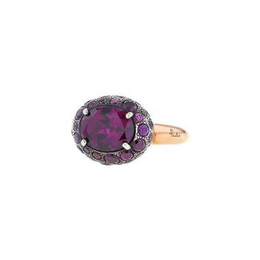 Pomellato Tabou ring in pink gold,  silver and garnets