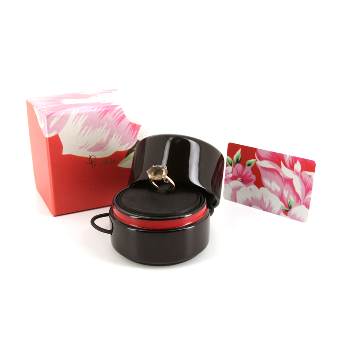 Pomellato Bahia ring in pink gold,  smoked quartz and ruby - Detail D2
