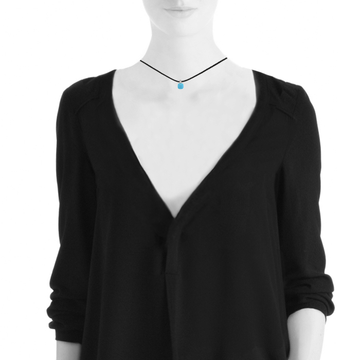 Pomellato Capri pendant in white gold, diamonds and turquoise - Detail D1