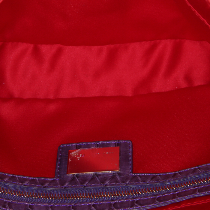 Bolso de mano Fendi Baguette en perla blanca y multicolor y piel de pitón negra - Detail D2
