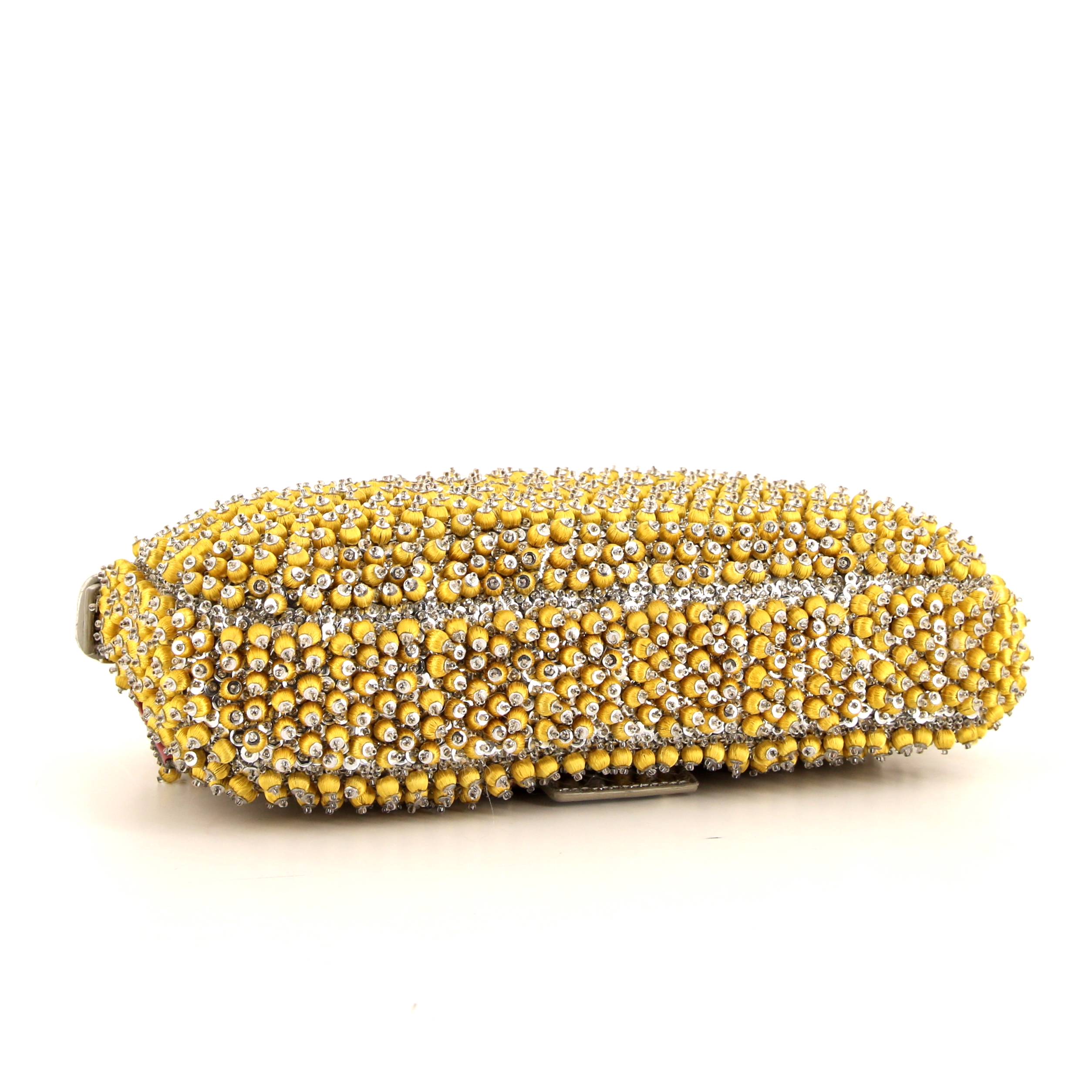 Sac à main Fendi Baguette en perle jaune et argentée et python argenté - Detail D4