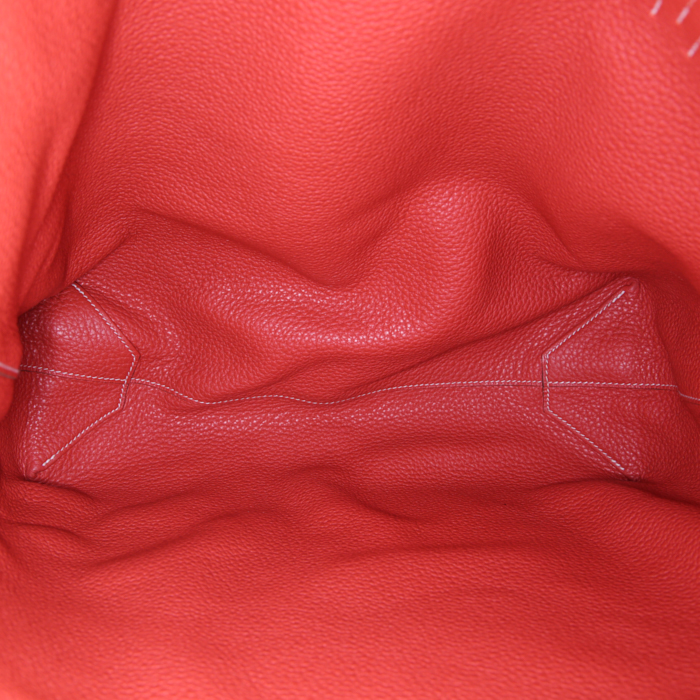 Hermes Double Sens shopping bag in pink Jaipur and red Sanguine leather taurillon clémence - Detail D2