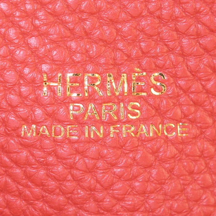 Shopping bag Hermes Double Sens in pelle taurillon clemence rosa Jaipur e rosso Sanguine - Detail D3