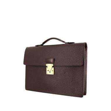 Porte-documents Louis Vuitton Kourad en cuir taiga bordeaux