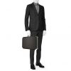 Louis Vuitton Cotteville suitcase in damier graphite canvas and black leather - Detail D1 thumbnail