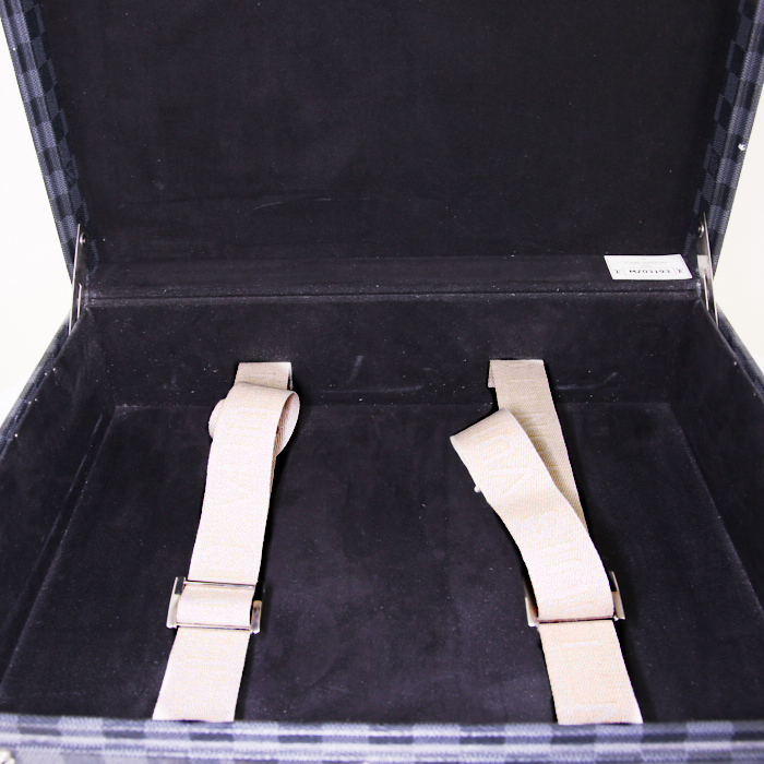 Valise Louis Vuitton Cotteville en toile damier graphite et cuir noir - Detail D2