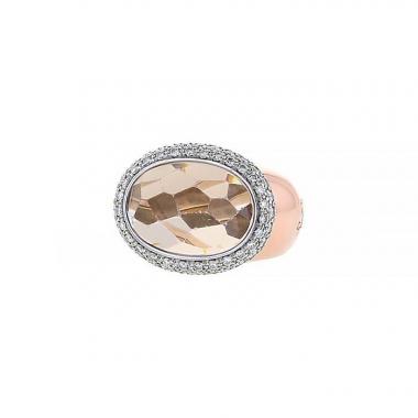 Pomellato Iceberg ring in pink gold,  diamonds and morganite