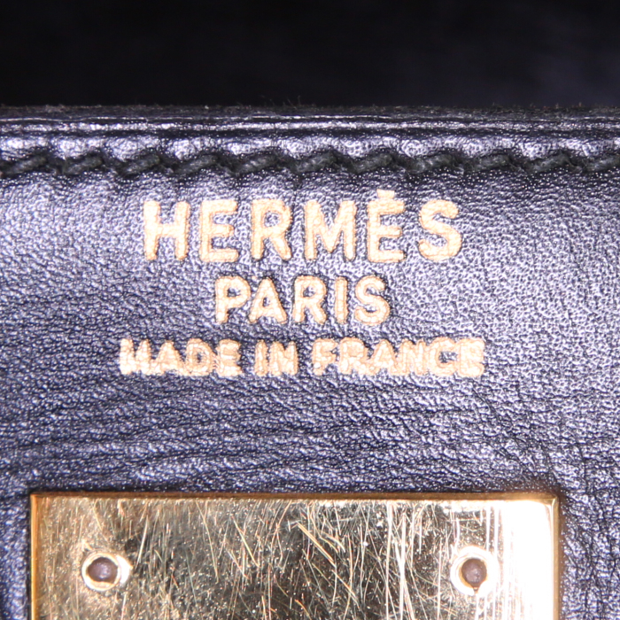 Sac à main Hermes Kelly 32 cm en cuir box noir - Detail D4