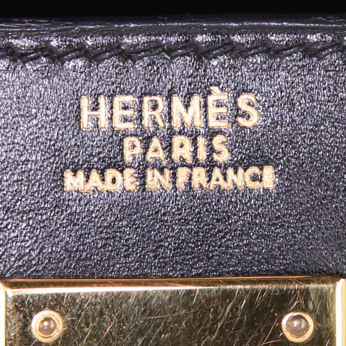 Sac à main Hermes Kelly 32 cm en cuir box noir - Detail D4