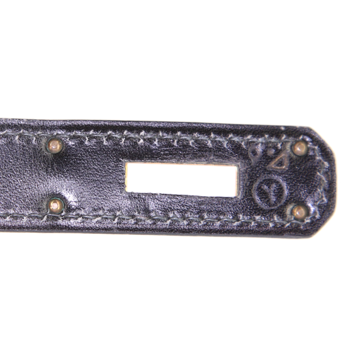 Bolso de mano Hermes Kelly 32 cm en cuero box negro - Detail D5