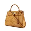 Hermes Kelly 28 cm handbag in beige ostrich leather - 00pp thumbnail