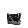 Chanel Gabrielle  shoulder bag in dark blue felt and black leather - 00pp thumbnail