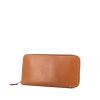 Hermes Silkin wallet in gold Barenia leather and red silk - 00pp thumbnail