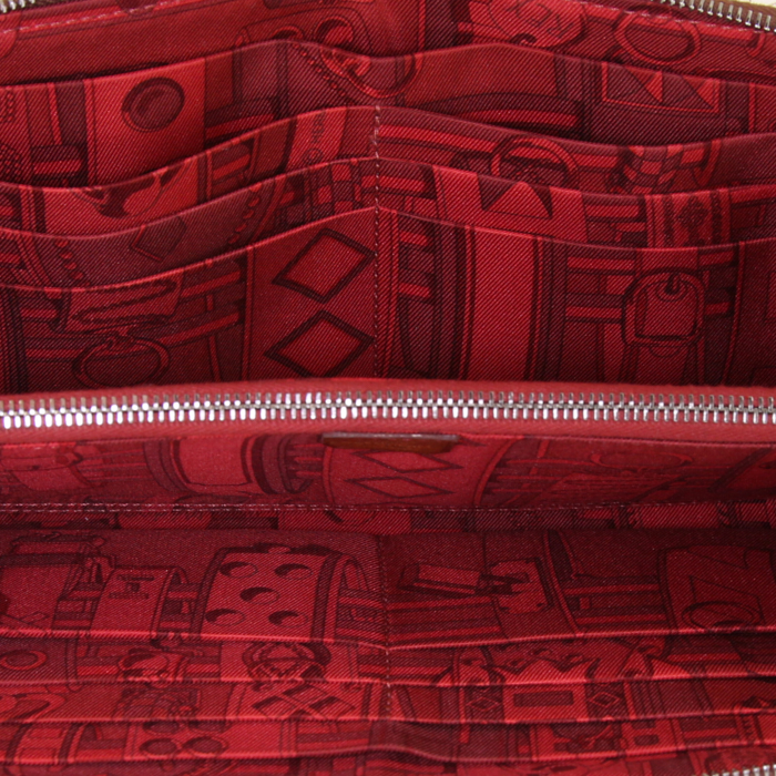 Hermes Silkin wallet in gold Barenia leather and red silk - Detail D2