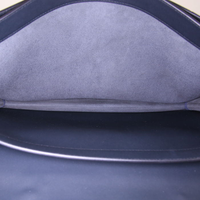 Hermès Sac à dépêches briefcase in Bleu Obscur and blue Sikkim Sombrero leather and indigo blue epsom leather - Detail D2