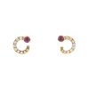 Cartier 1970's earrings for non pierced ears in yellow gold,  diamonds and ruby - 00pp thumbnail