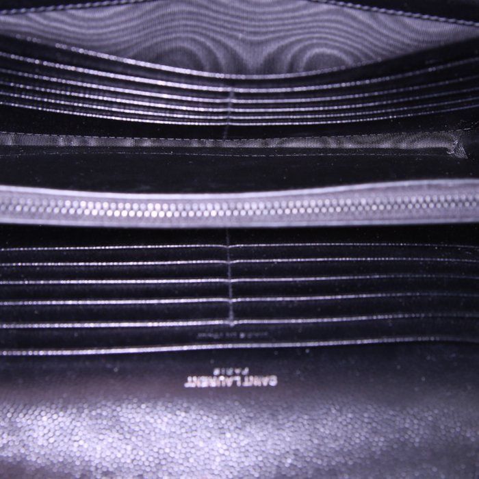 Borsa a tracolla Saint Laurent Enveloppe in pelle trapuntata a zigzag nera - Detail D3