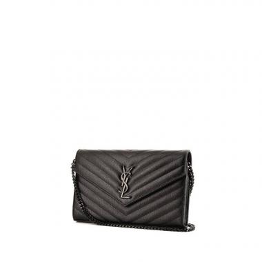Borsa a tracolla Saint Laurent Enveloppe in pelle trapuntata a zigzag nera