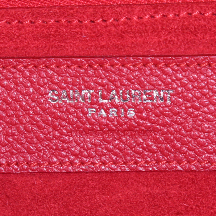 Bolso de mano Saint Laurent Rive Gauche en cuero granulado rojo - Detail D4