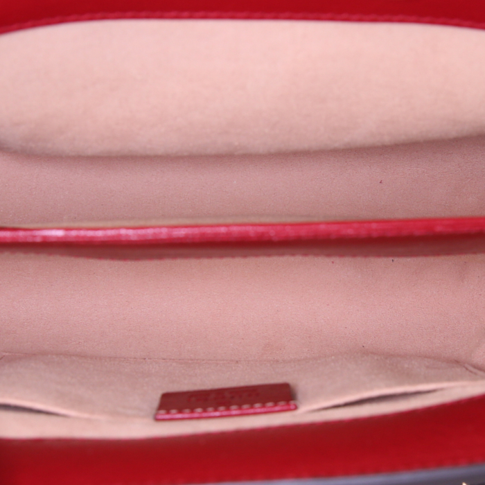 Bolso bandolera Gucci Ophidia en ante azul oscuro y cuero rojo - Detail D3