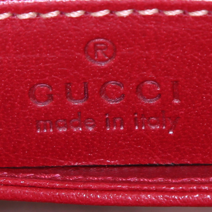 Sac bandoulière Gucci Ophidia en daim bleu-foncé et cuir rouge - Detail D4