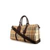 Burberry Vintage weekend bag in beige, black and red tricolor Haymarket canvas and brown leather - 00pp thumbnail