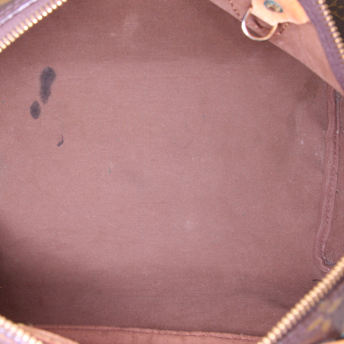 Borsa Louis Vuitton Speedy 30 in tela monogram marrone e pelle naturale - Detail D2
