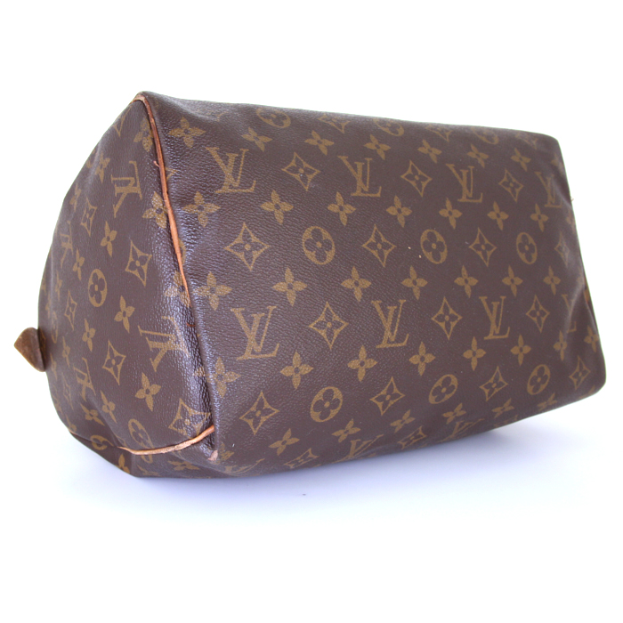 Louis Vuitton Speedy 30 handbag in brown monogram canvas and natural leather - Detail D4