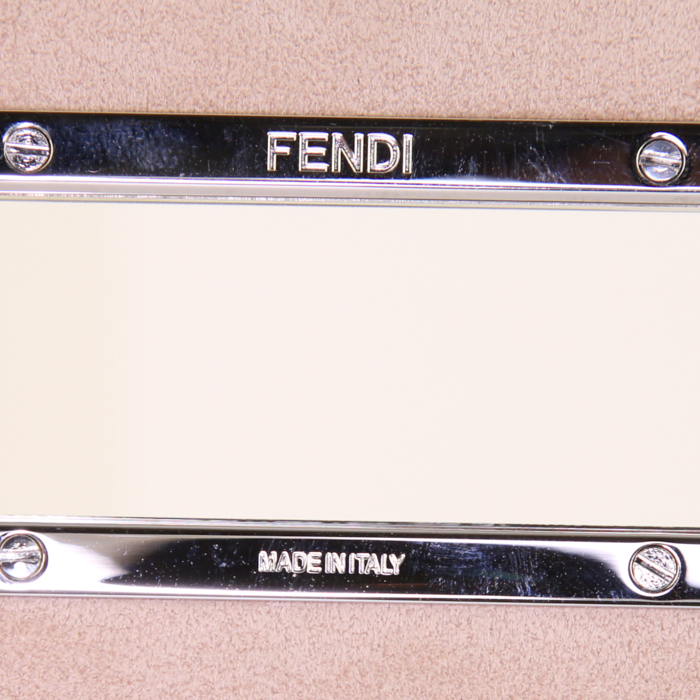 Fendi Baguette handbag in grey, pink and white tricolor leather - Detail D3