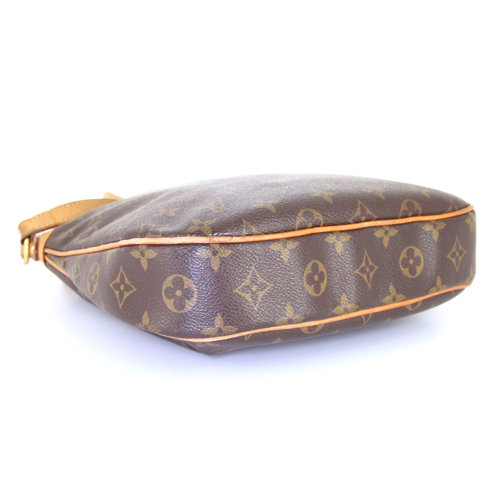 Sac bandoulière Louis Vuitton Odeon en toile monogram marron et cuir naturel - Detail D4