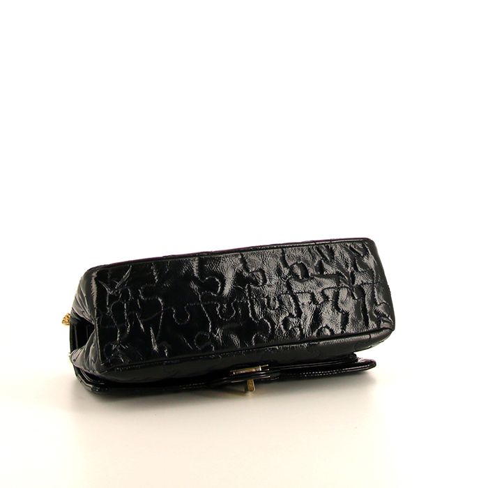 Chanel 2.55 medium model handbag in green patent leather - Detail D5