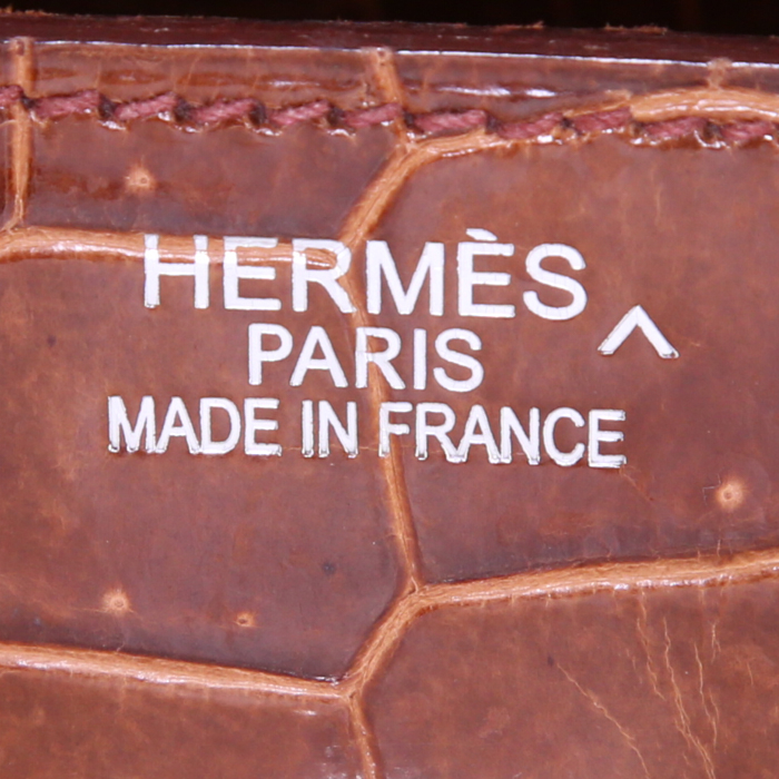 Hermes Birkin 35 cm handbag in brown porosus crocodile - Detail D3
