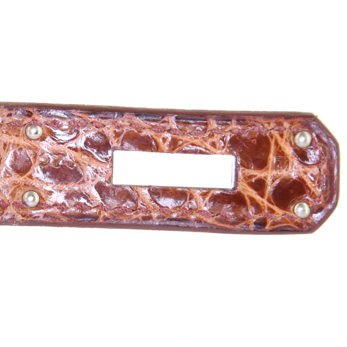 Hermes Birkin 35 cm handbag in brown porosus crocodile - Detail D4