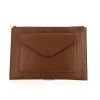 Celine Clutch pouch in brown leather and pink piping - 360 thumbnail