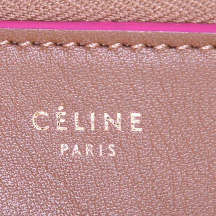 Pochette Celine Clutch in pelle marrone e profili rosa - Detail D3