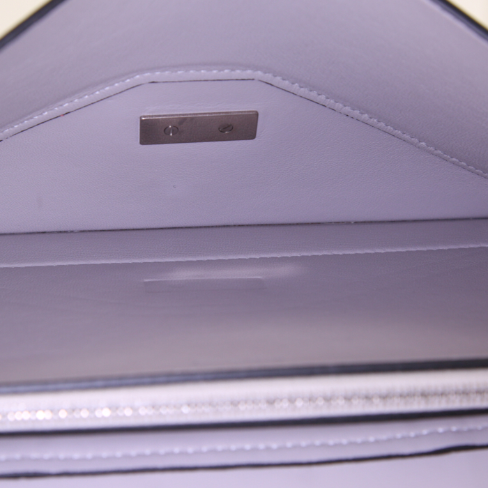 Pochette Celine en cuir bicolore blanc et gris et cuir bordeaux - Detail D2