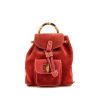 Mochila Gucci Bamboo Backpack en ante rojo y bambú - 360 thumbnail