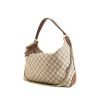 Shopping bag Gucci Suprême GG modello grande in tela monogram cerata beige e pelle marrone - 00pp thumbnail